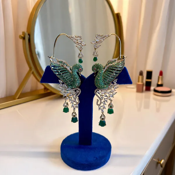 Green_Alloy_Cz_Peacock_Designer_Earcuffs_For_Women