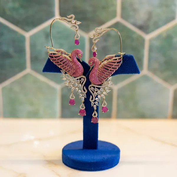 Red_Alloy_Cz_Peacock_Earcuffs_For_Women
