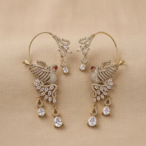Golden_Alloy_Cz_Peacock_Designer_Earcuffs_For_Women