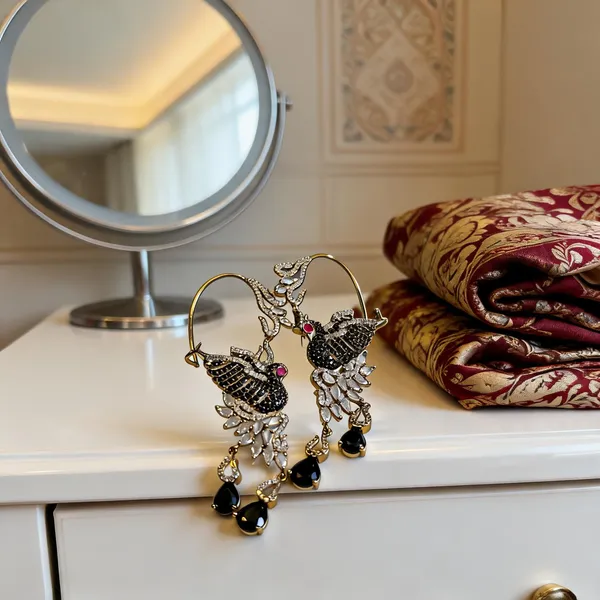 Black_Alloy_Cz_Peacock_Diamond_Look_Earcuffs_For_Women
