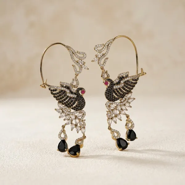 Black_Alloy_Cz_Peacock_Diamond_Look_Earcuffs_For_Women