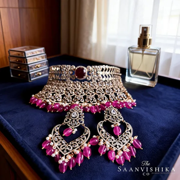 Pink_Alloy_Victorian_Cz_Chandbali_Choker_Set_For_Women