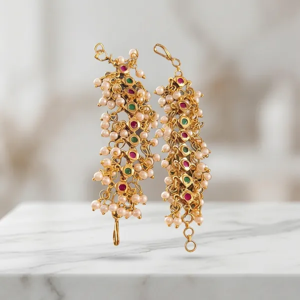 Multicolor_Alloy_Diamond_Rice_Pearl_Earchain_For_Women