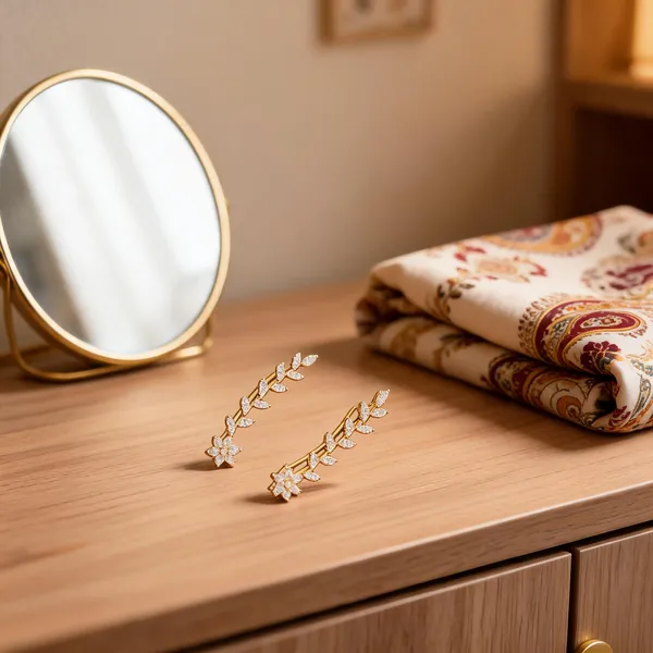 Golden_Alloy_Floral_Branch_Climber_Earcuffs_For_Women