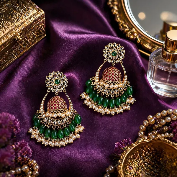 Multicolor_Alloy_Beaded_Jhumka_Chandbali_For_Women