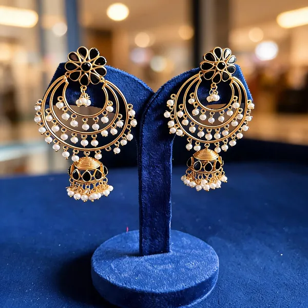White_Alloy_Black_Floral_Chandbali_Earrings_For_Women