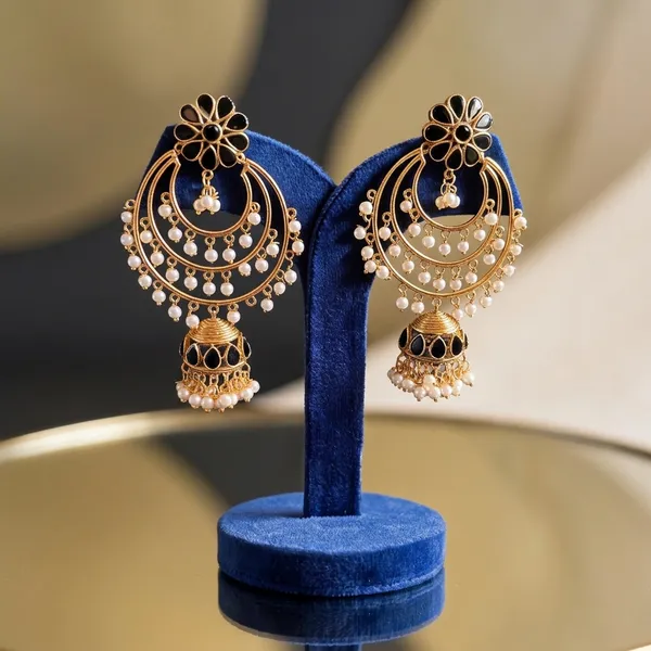 White_Alloy_Black_Floral_Chandbali_Earrings_For_Women