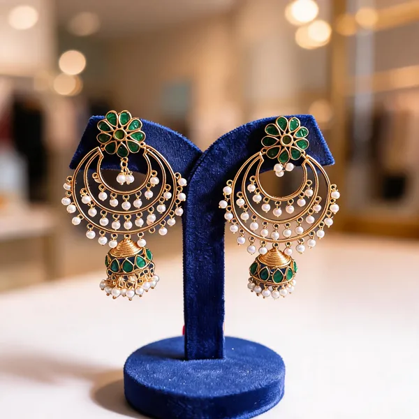 Green_Alloy_Floral_Gold_Chandbali_With_White_Beads_For_Women