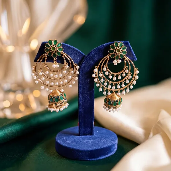 Green_Alloy_Floral_Gold_Chandbali_With_White_Beads_For_Women