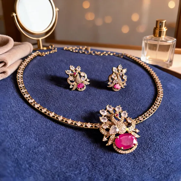 Golden_Alloy_Victorian_Single_Swan_Kanti_Pendant_Set_For_Women