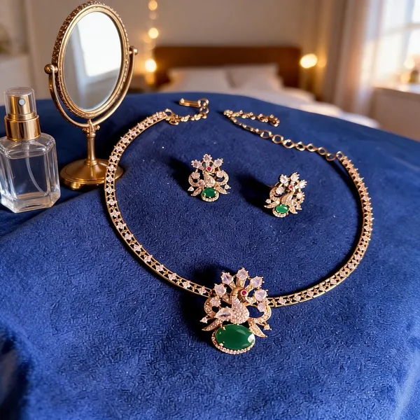 Green_Alloy_Victorian_Swan_Kanti_Pendant_Set_For_Women