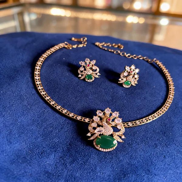 Green_Alloy_Victorian_Swan_Kanti_Pendant_Set_For_Women