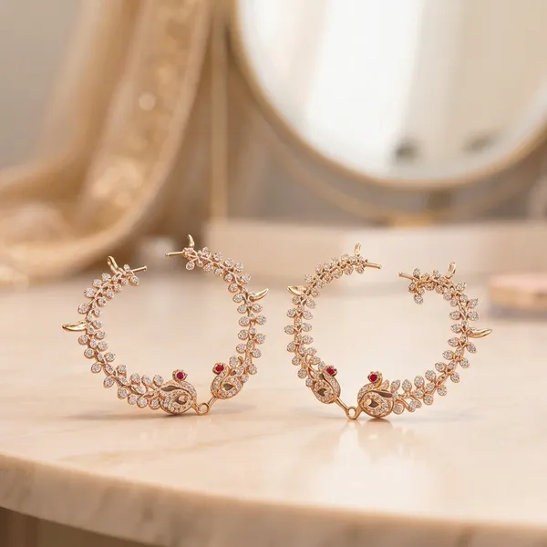 White_Alloy_Swan_Diamond_Look_Earcuffs_For_Women