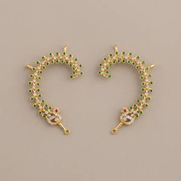 Golden_Alloy_Swan_Emerald_Diamond_Look_Earcuffs_For_Women