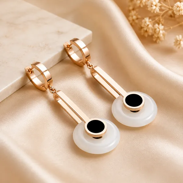 Rose_Gold_White_Shell_Black_Stone_Drop_Earrings_For_Women