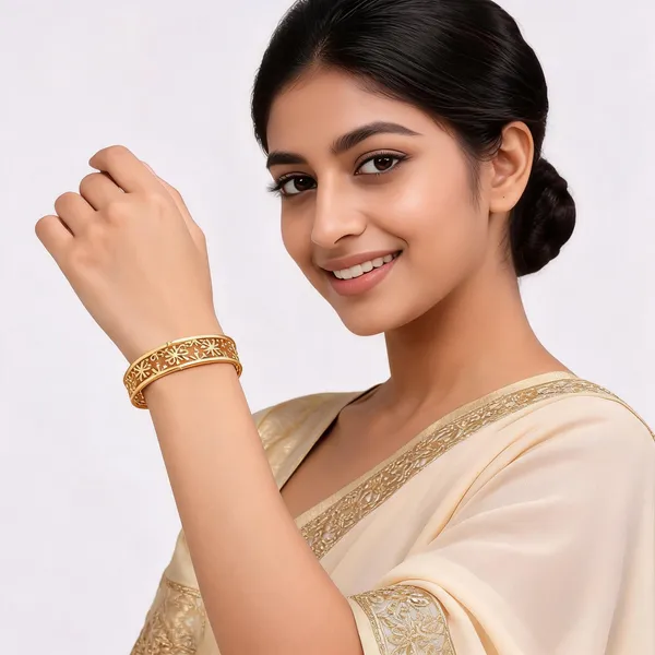 Gold_Floral_Cutout_Design_Hinged_Bangle_Bracelet_For_Women