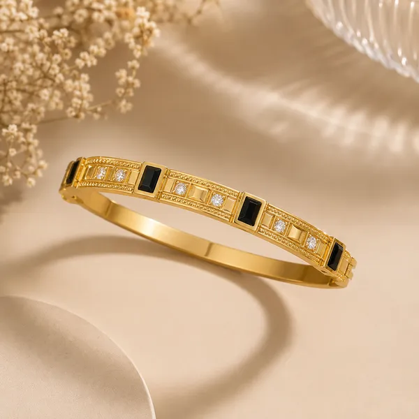 Gold_Plated_Ridged_Crystal_Studded_Bangle_For_Women