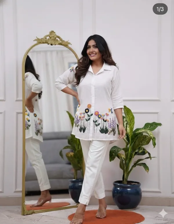 White_Cotton_Floral_Embroidered_Shirt_Style_Kurta_for_Women