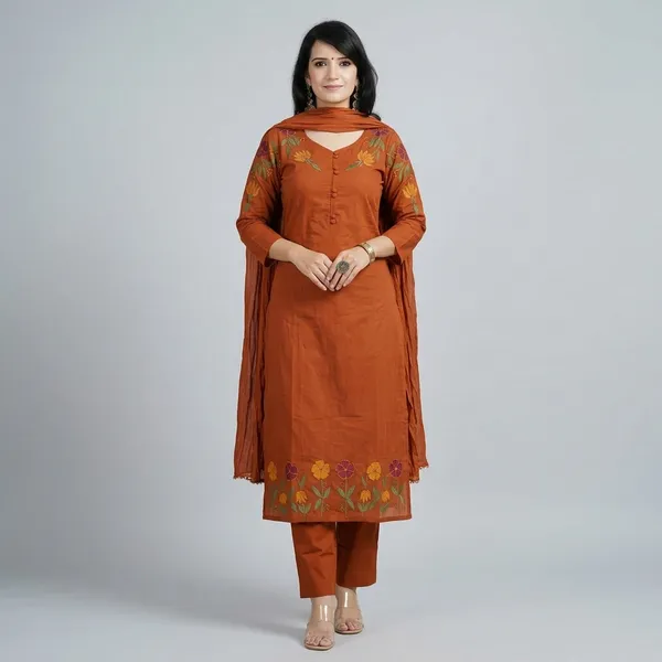 Rust_Orange_Embroidered_Straight_Cut_Salwar_Suit_Set_for_Women