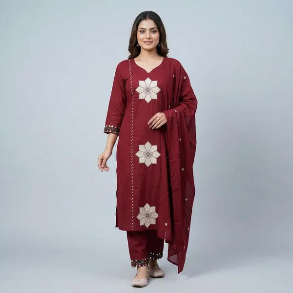 Maroon_Embroidered_Floral_Kurta_Set_with_Dupatta_for_Women