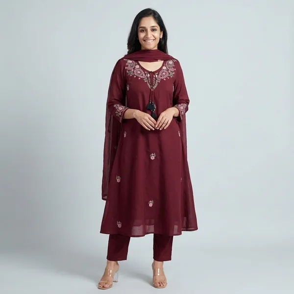 Maroon_Embroidered_Anarkali_Kurta_Set_with_Dupatta_for_Women