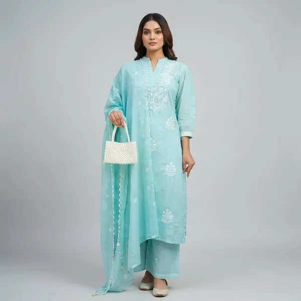 Sky_Blue_Embroidered_Georgette_Kurta_Set_for_Women