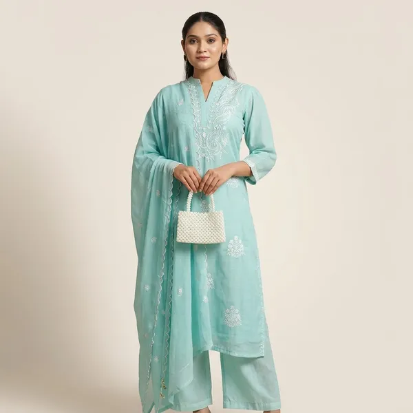 Sky_Blue_Embroidered_Georgette_Kurta_Set_for_Women