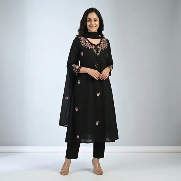 Black_Embroidered_Floral_Anarkali_Kurta_Set_for_Women
