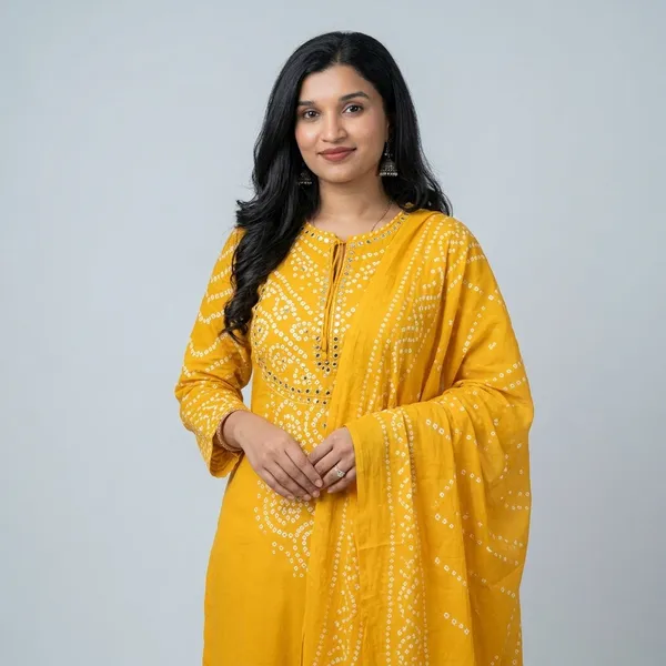 Yellow_Bandhani_Mirror_Work_Kurta_Set_with_Dupatta_for_Women