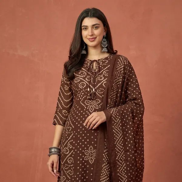 Brown_Georgette_Bandhani_Print_Suit_Set_for_Women