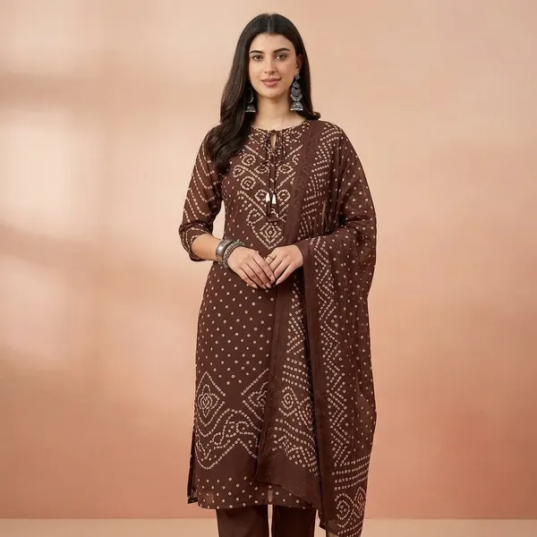 Brown_Georgette_Bandhani_Print_Suit_Set_for_Women
