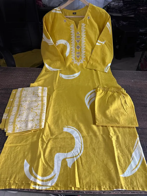 Yellow_Cotton_Embroidered_Kurta_Set_with_Dupatta_for_Women