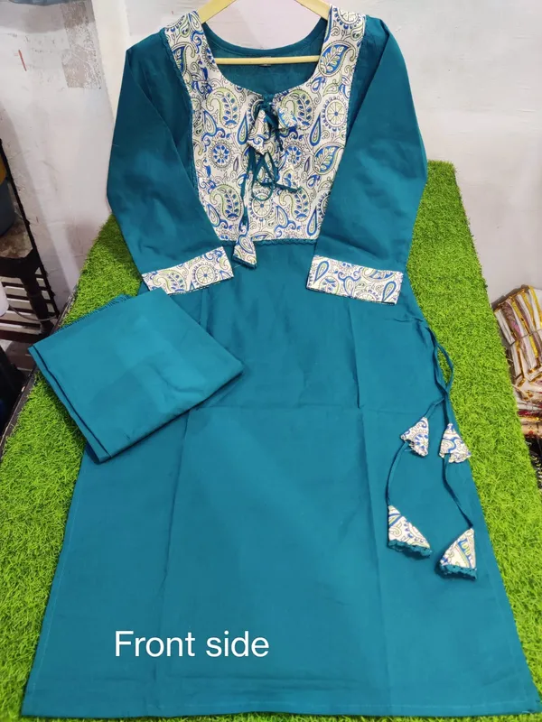 Teal_Blue_Embroidered_Kurta_Set_with_Matching_Bottoms_for_Women