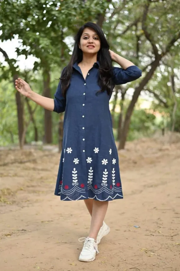 Navy_Blue_Embroidered_Floral_Collared_Shirt_Dress_for_Women