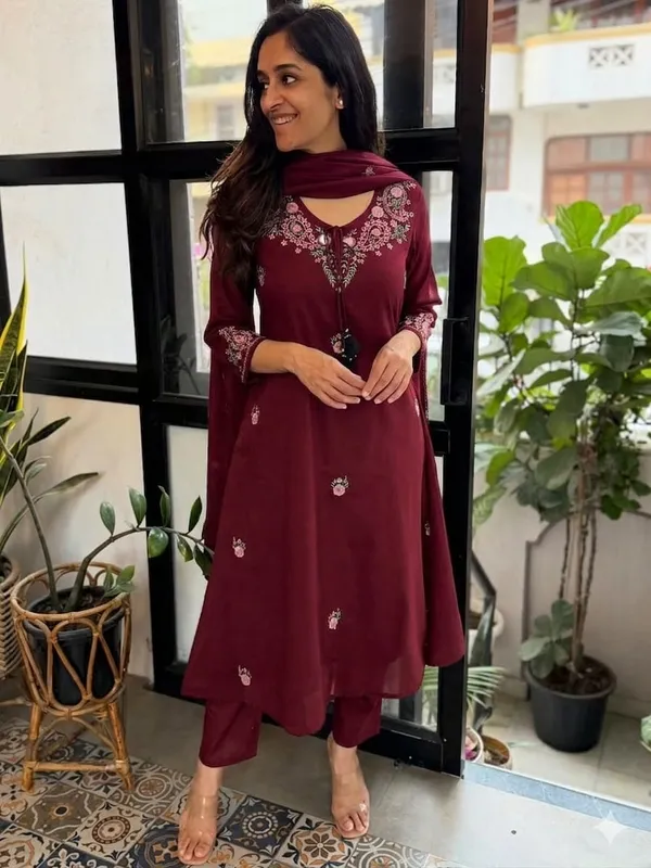 Maroon_Embroidered_Anarkali_Kurta_Set_with_Dupatta_for_Women