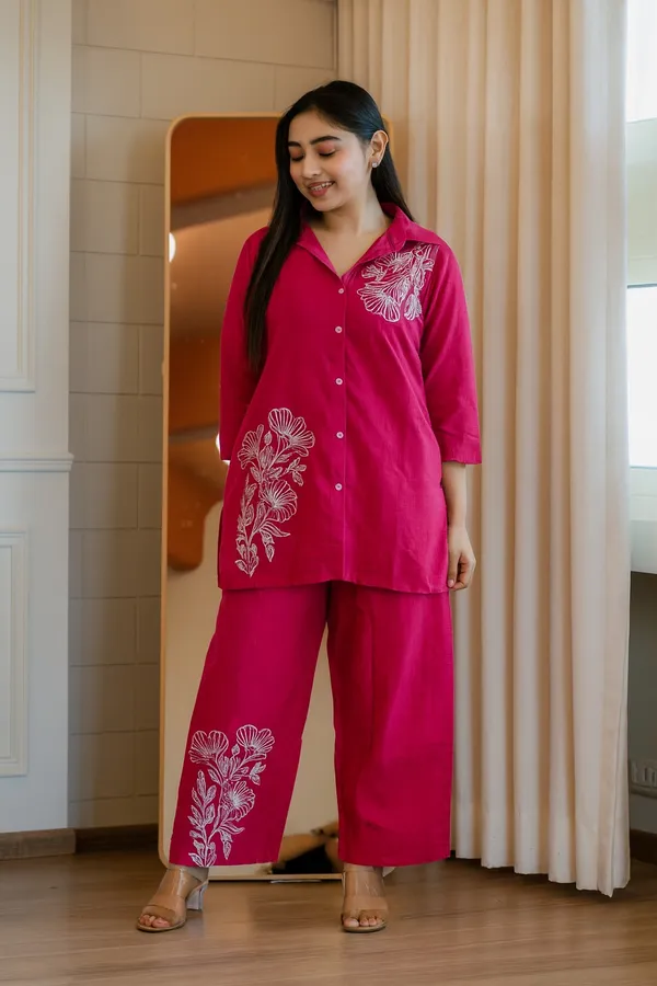 Pink_Cotton_Floral_Embroidered_Night_Suit_Set_for_Women