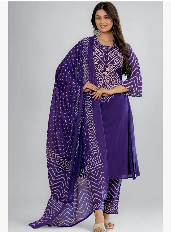 Purple_Bandhani_Georgette_Kurta_Set_for_Women