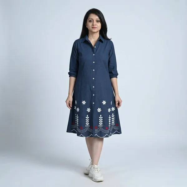 Navy_Blue_Embroidered_Floral_Collared_Shirt_Dress_for_Women