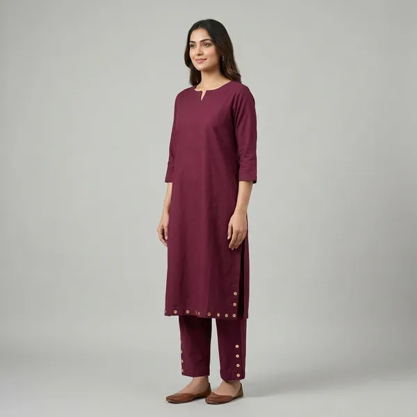 Maroon_Cotton_Straight_Fit_Kurta_with_Pants_for_Women