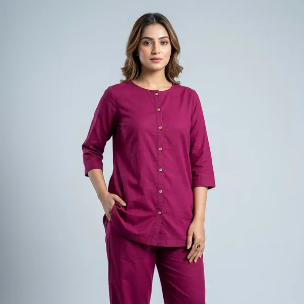 Maroon_Cotton_Straight_Fit_Kurta_with_Pants_for_Women