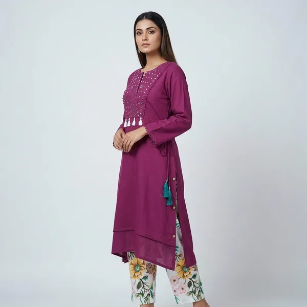 Purple_Cotton_Embroidered_Kurti_with_Floral_Palazzo_Set_for_Women