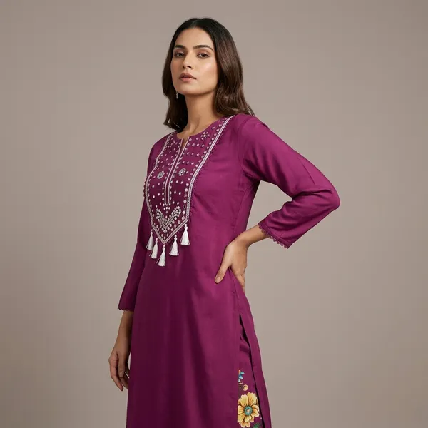 Purple_Cotton_Embroidered_Kurti_with_Floral_Palazzo_Set_for_Women