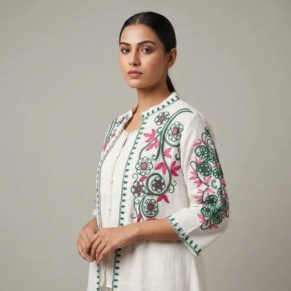 White_Embroidered_Floral_Open_Front_Jacket_for_Women