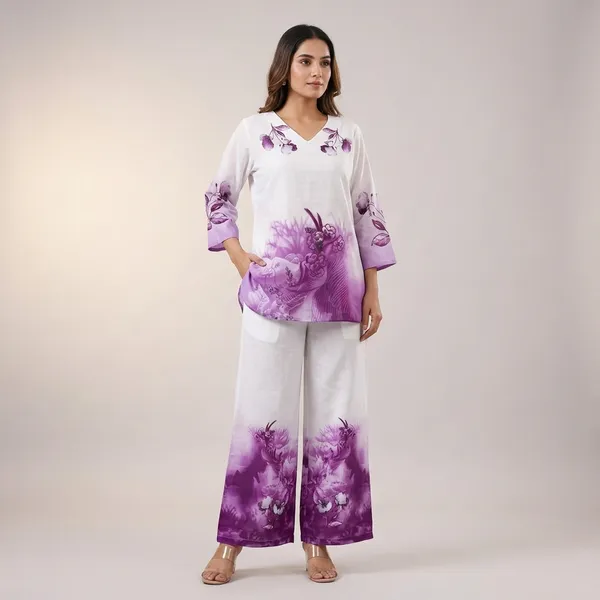 White_Purple_Floral_Print_Lounge_Suit_for_Women