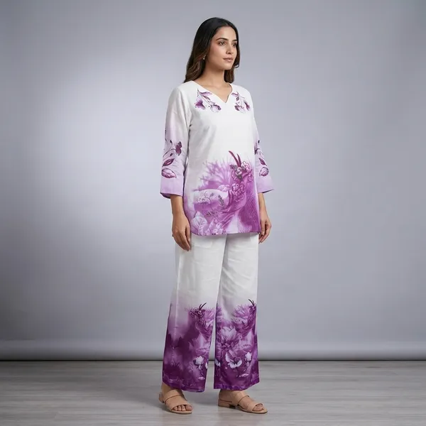 White_Purple_Floral_Print_Lounge_Suit_for_Women