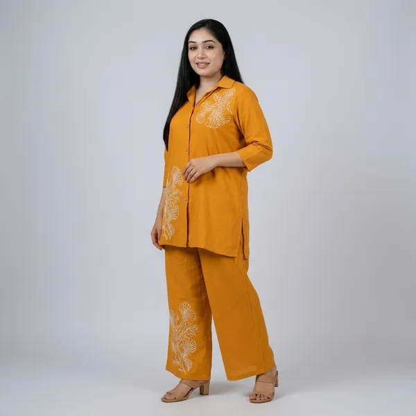 Mustard_Yellow_Cotton_Embroidered_Shirt_and_Palazzo_Set_for_Women
