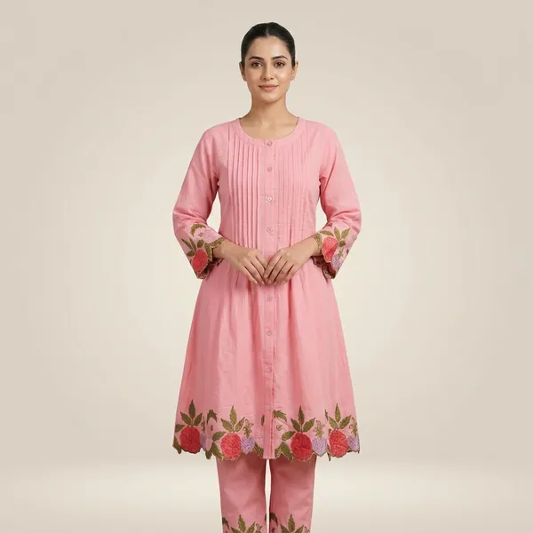 Pink_Embroidered_Floral_Kurta_with_Matching_Bottoms_for_Women