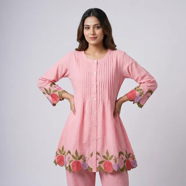 Pink_Embroidered_Floral_Kurta_with_Matching_Bottoms_for_Women