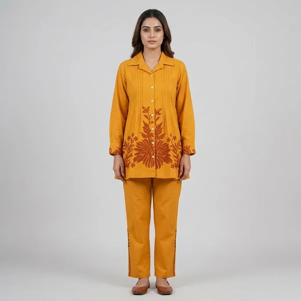 Mustard_Yellow_Embroidered_Cotton_Shirt_Top_for_Women