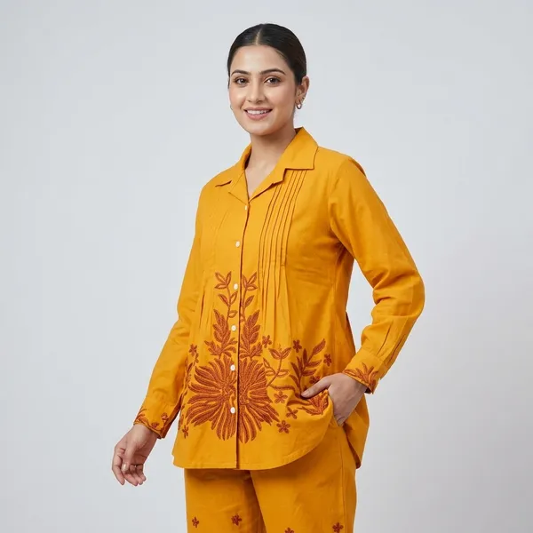 Mustard_Yellow_Embroidered_Cotton_Shirt_Top_for_Women